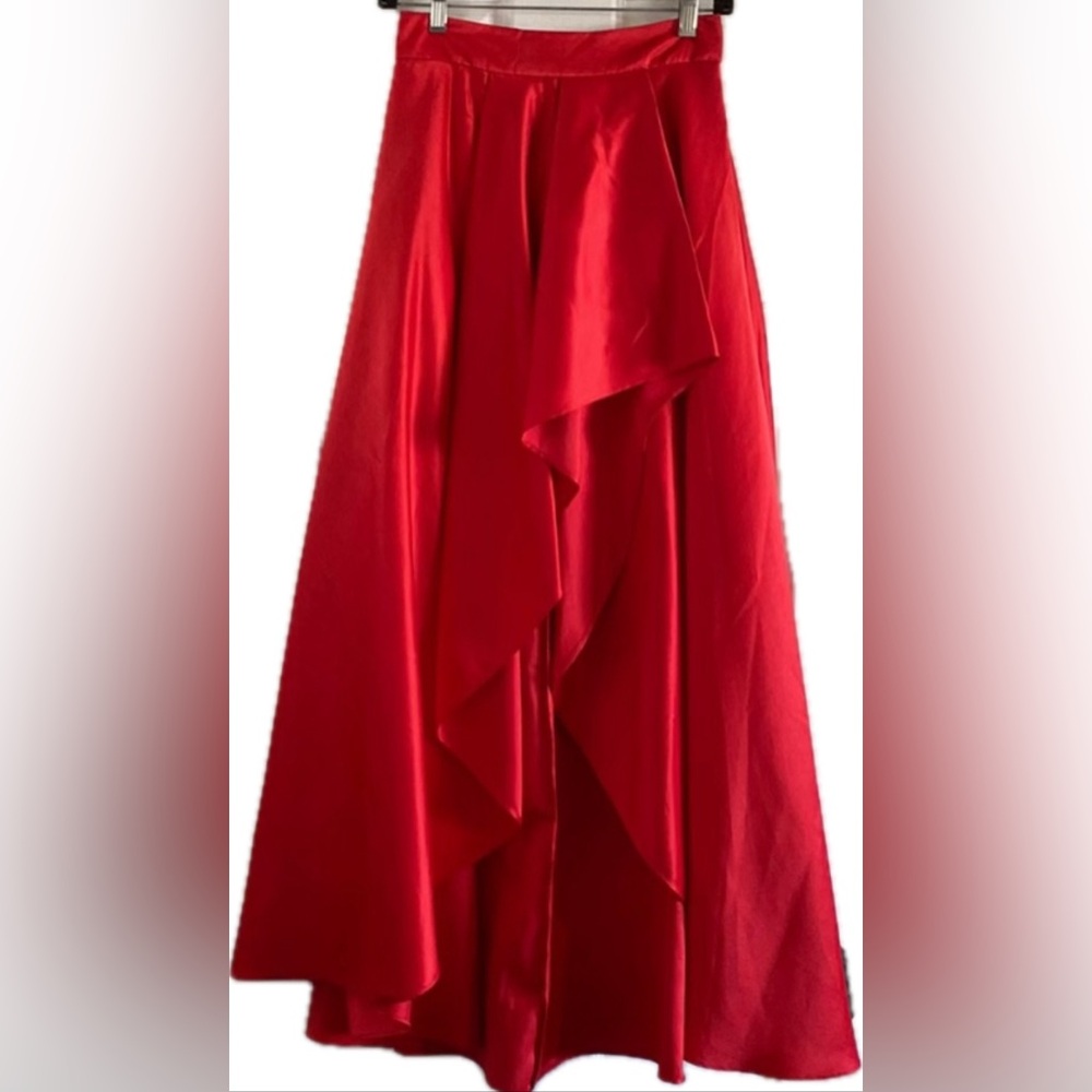 AKIRA Black Label Women’s L Red Asymmetrical Wrap Midi Skirt